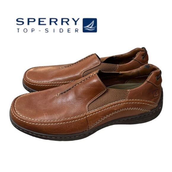 Sperry Tan Men's Leather Slip-on Loafers 10 - Picture 2 of 7